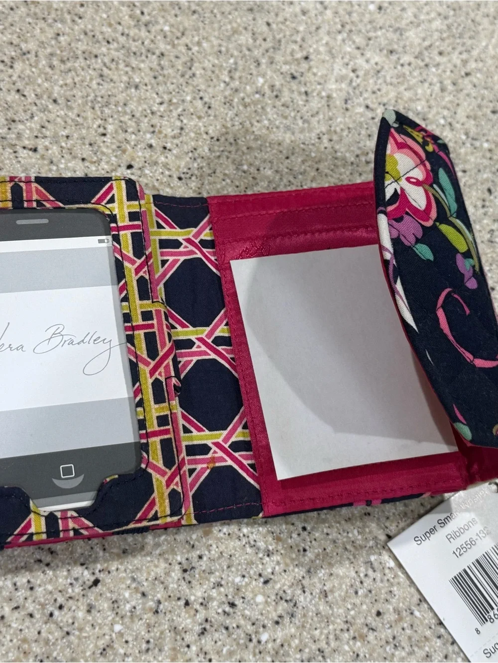 Vera Bradley Super Smart Wristlet / Tri-fold Wallet (Ribbons Pattern)
